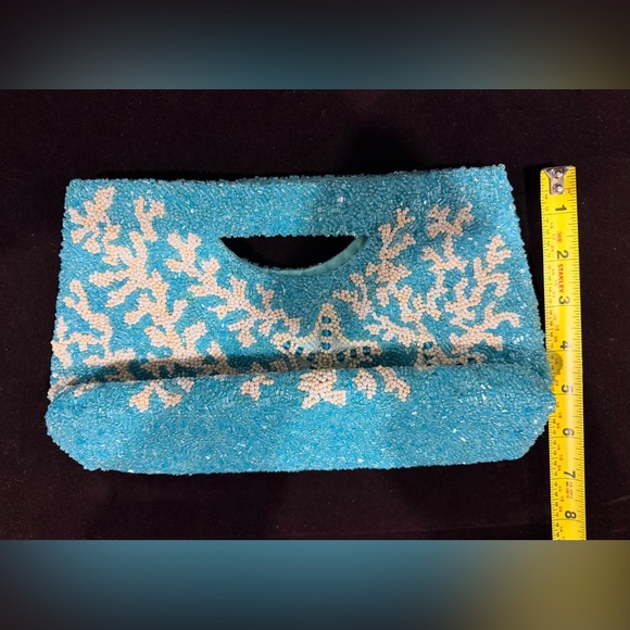 Moyna Turquoise and Cream Beaded Clutch - Picture 4 of 13